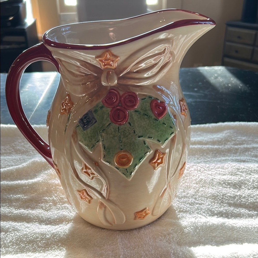 Pfaltzgraff Crafty Christmas Large Pitcher 10"